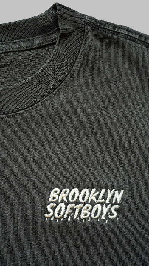 Faded Black Embroidered